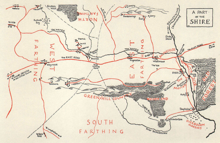 Tolkien's fantasy maps of Middle earth